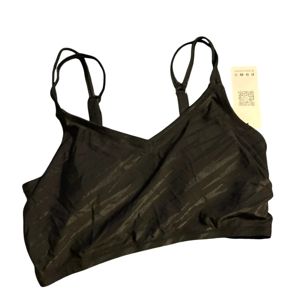 NWT Charmo‎ Black High Waisted Bikini Set Two Piece Swimsuit Zebra Stripe Small